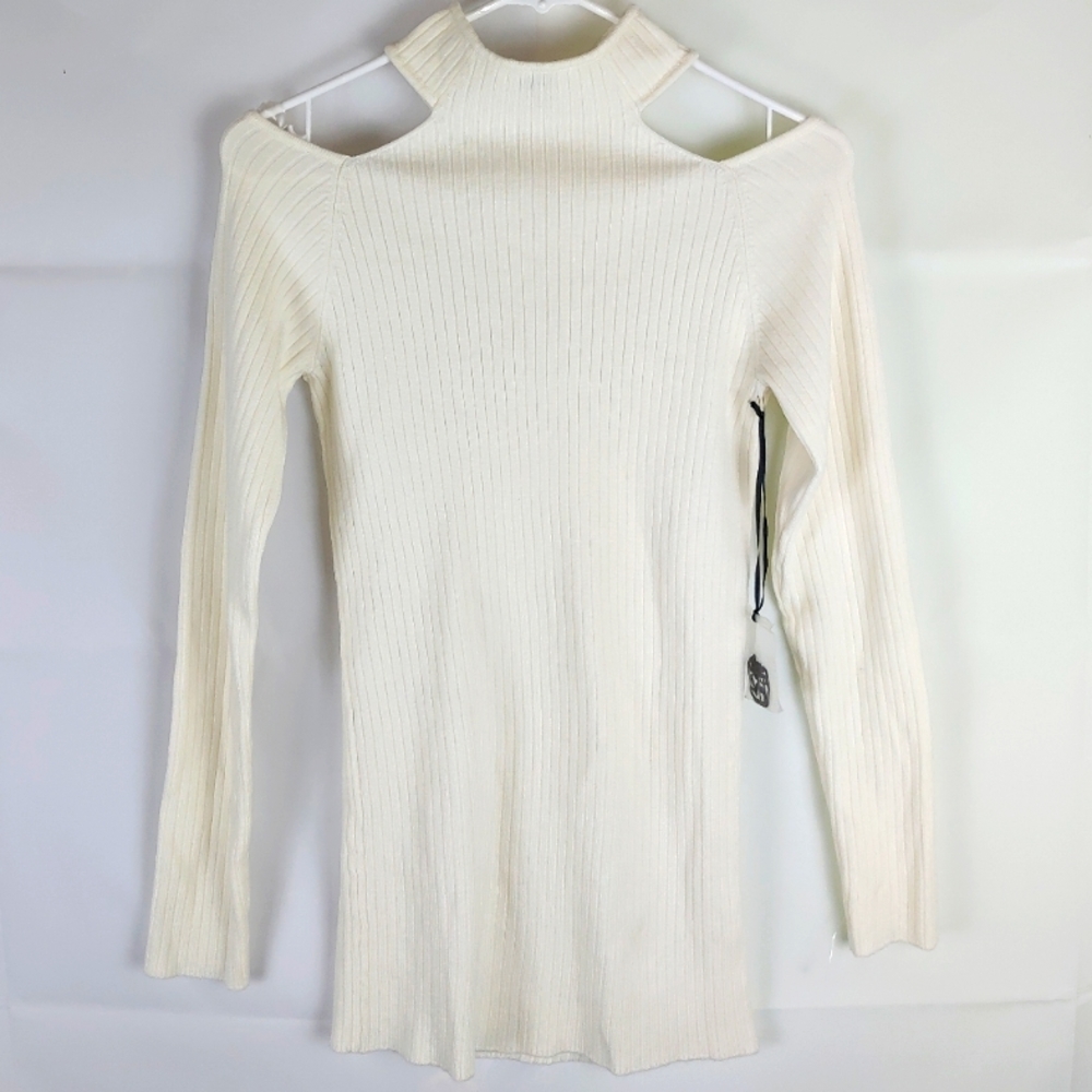 NWT Poof Cold Shoulders Sweater Pullover Womens L Casual Going Out Bohemian